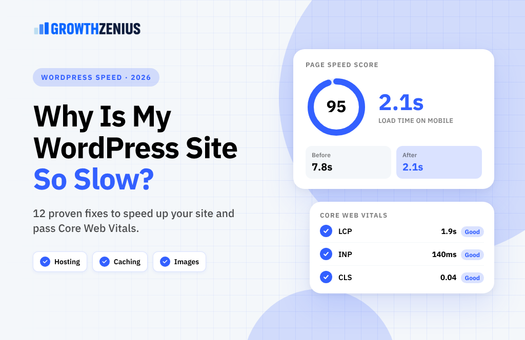 Why is my WordPress site so slow, 12 speed fixes by Growth Zenius